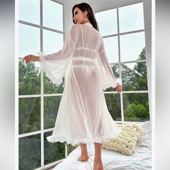 Sheer Ruffle Long Sleeve Robe - Picture 4 of 7